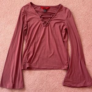 Flared Sleeve Pink Long Sleeve Size L